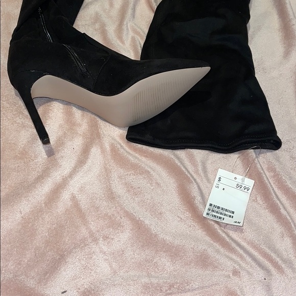 Over the knee high heel black suede boots sz 8 - Picture 3 of 4
